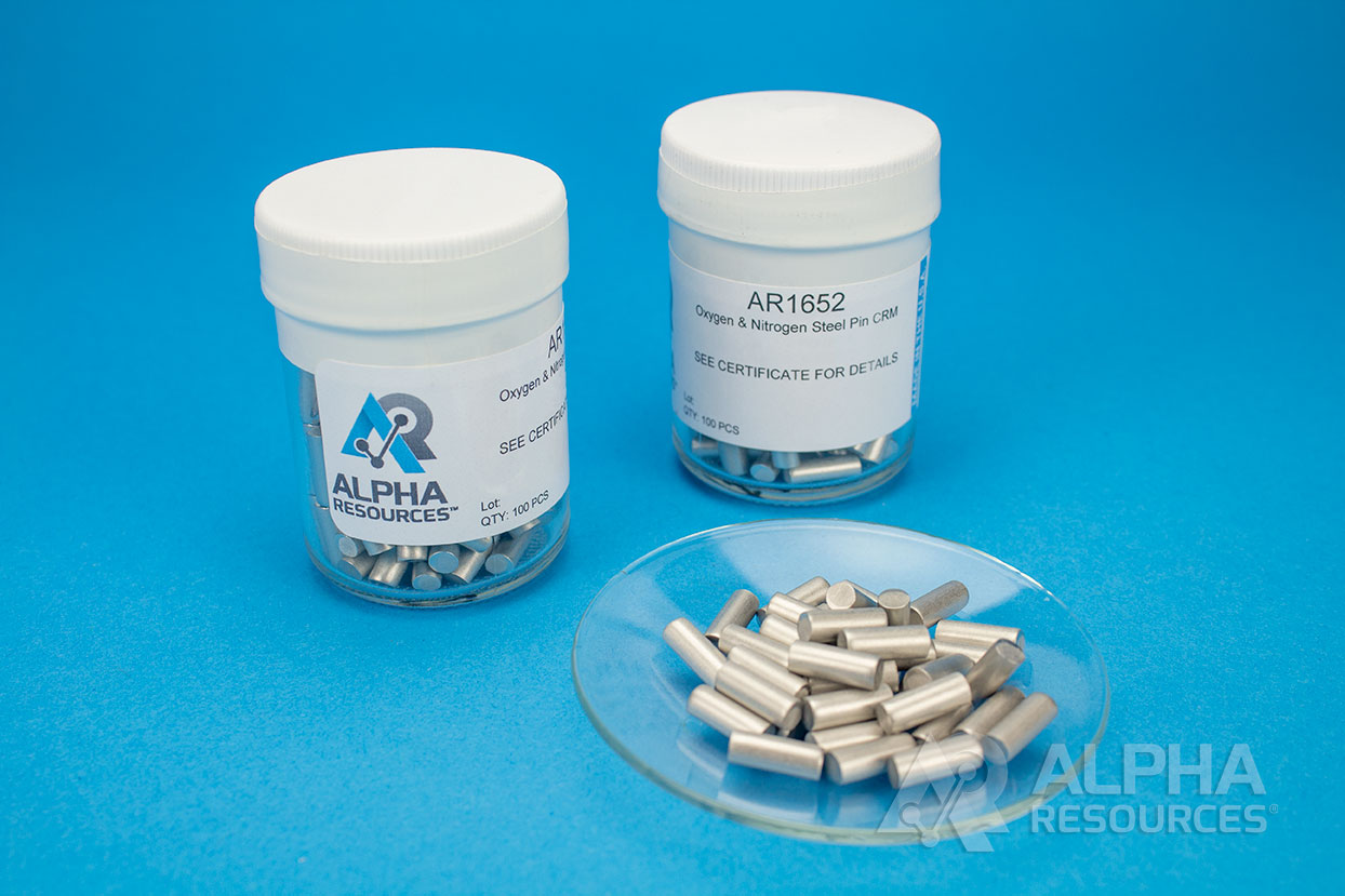 View Oxygen and Nitrogen in Steel CRM (O= 0.00296%, N= 0.0579%) - 1g Pin