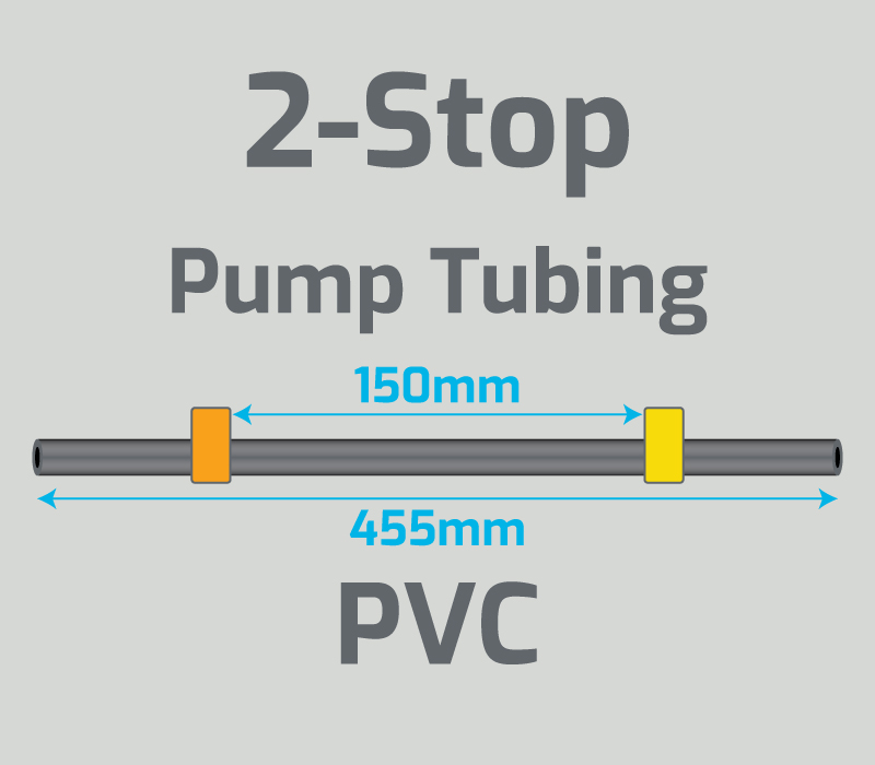 View 2-Stop PVC Orange/Yellow Pump Tubing (ID:0.51mm, L: 455mm, Bridge:150mm)