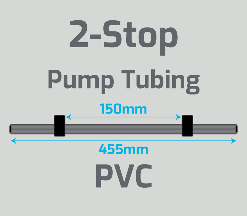 View 2-Stop PVC Black/Black Pump Tubing (ID:0.76mm, L: 455mm, Bridge:150mm)