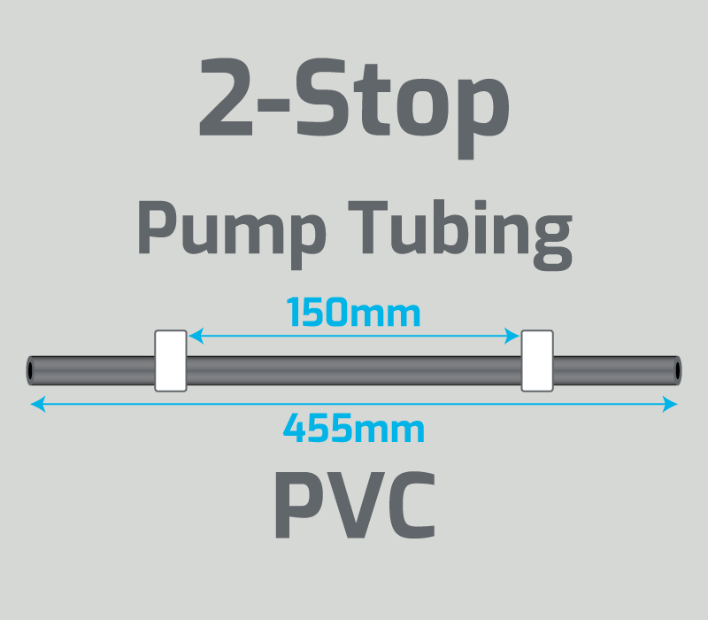 View 2-Stop PVC White/White Pump Tubing (ID:1.02mm, L: 455mm, Bridge:150mm)