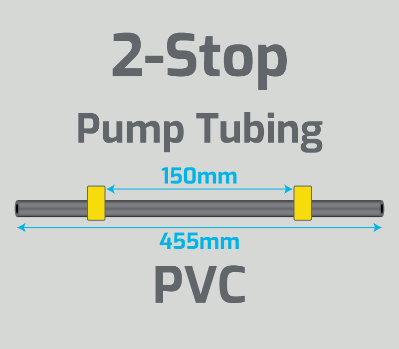 View 2-Stop PVC Yellow/Yellow Pump Tubing (ID:1.42mm, L: 455mm, Bridge:150mm)