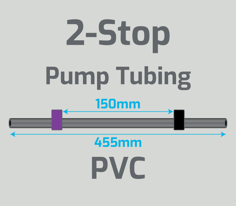 View 2-Stop PVC Purple/Black Pump Tubing (ID:2.29mm, L: 455mm, Bridge:150mm)