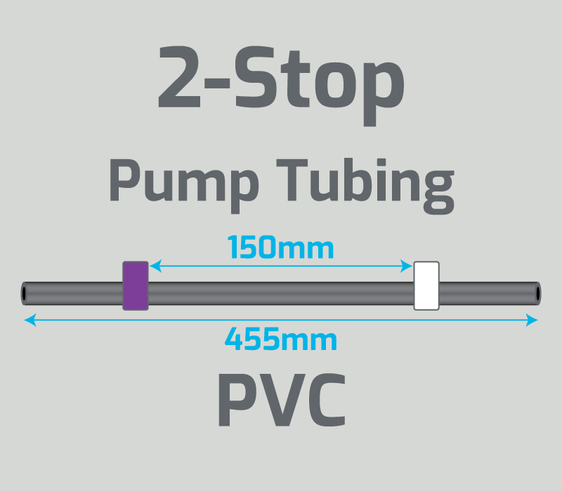 View 2-Stop PVC Purple/White Pump Tubing (ID:2.79mm, L: 455mm, Bridge:150mm)
