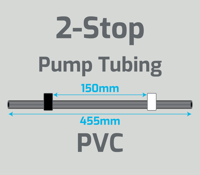 View 2-Stop PVC Black/White Pump Tubing (ID:3.18mm, L: 455mm, Bridge:150mm)