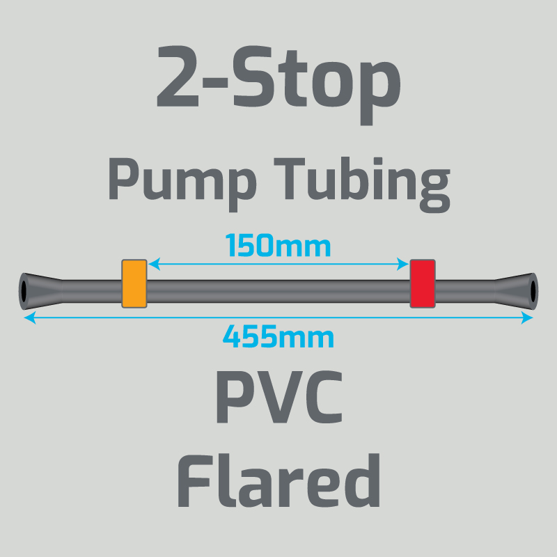 View 2-Stop PVC Flared Orange/Red Pump Tubing (ID:0.19mm, L: 455mm, Bridge:150mm)