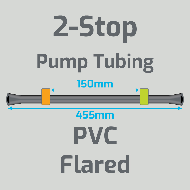 View 2-Stop PVC Flared Orange/Green Pump Tubing (ID:0.38mm, L: 455mm, Bridge:150mm)