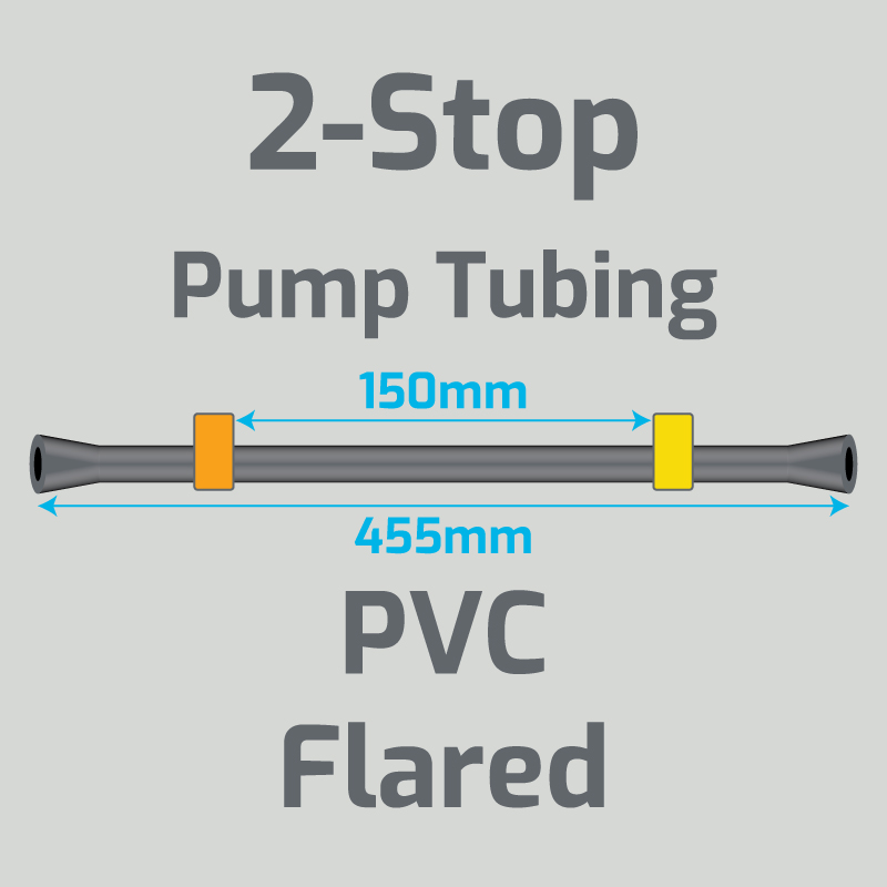 View 2-Stop PVC Flared Orange/Yellow Pump Tubing (ID:0.51mm, L: 455mm, Bridge:150mm)