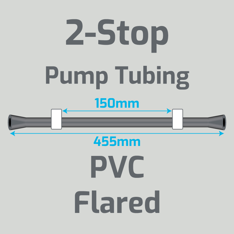 View 2-Stop PVC Flared White/White Pump Tubing (ID:1.02mm, L: 455mm, Bridge:150mm)
