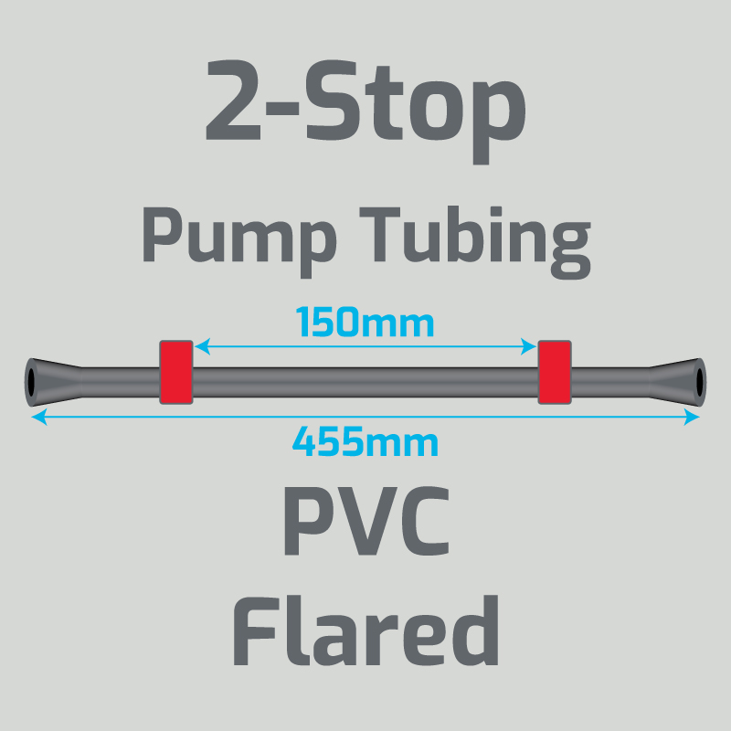 View 2-Stop PVC Flared Red/Red Pump Tubing (ID:1.14mm, L: 455mm, Bridge:150mm)
