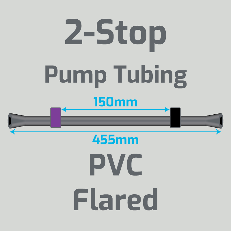 View 2-Stop PVC Flared Purple/Black Pump Tubing (ID:2.29mm, L: 455mm, Bridge:150mm)
