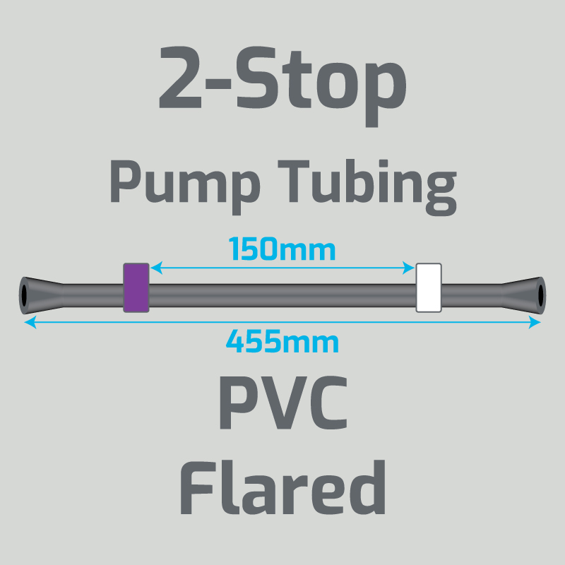View 2-Stop PVC Flared Purple/White Pump Tubing (ID:2.79mm, L: 455mm, Bridge:150mm)
