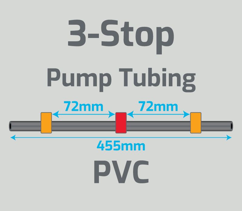 View 3-Stop PVC Orange/Red/Orange Pump Tubing (ID:0.19mm, L455mm, Bridge: 72/72mm)