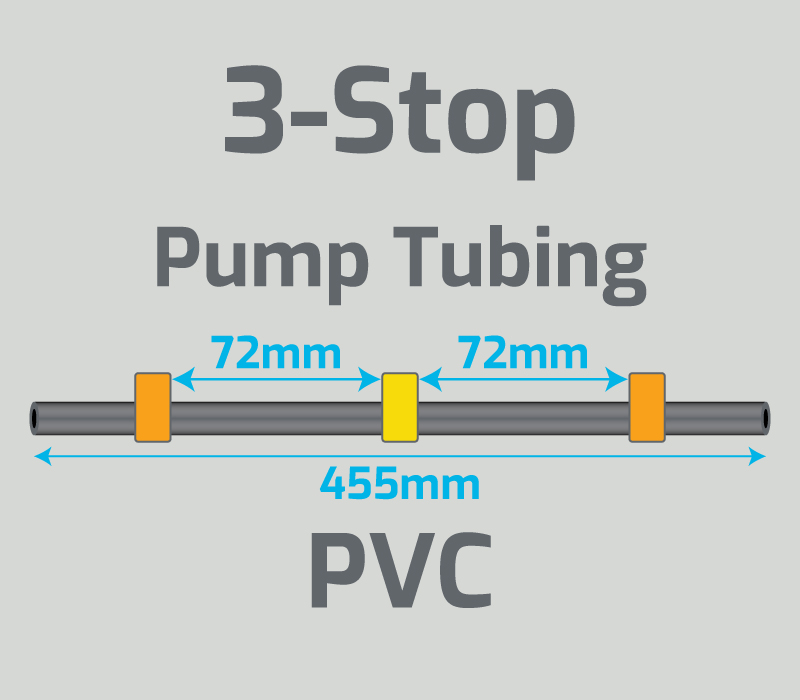 View 3-Stop PVC Orange/Yellow/Orange Pump Tubing (ID:0.51mm, L455mm, Bridge: 72/72mm)