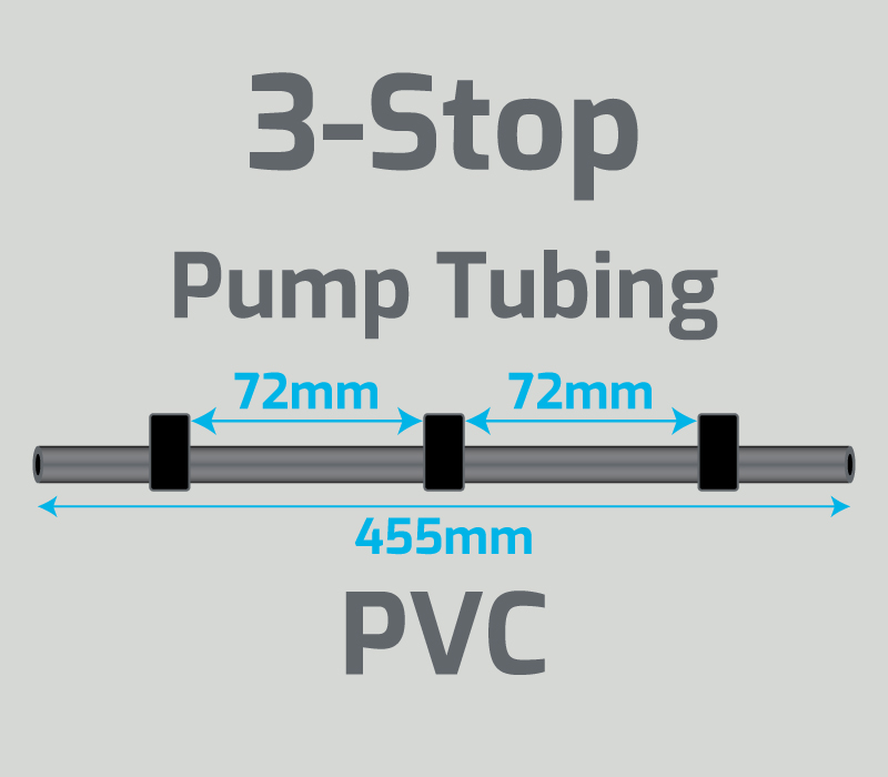 View 3-Stop PVC Black/Black/Black Pump Tubing (ID:0.76mm, L455mm, Bridge: 72/72mm)