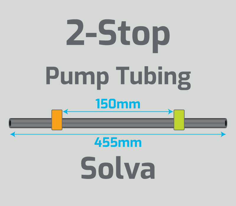 View 2-Stop Solva Orange/Green Pump Tubing  (ID:0.38mm, L: 455mm, Bridge:150mm)
