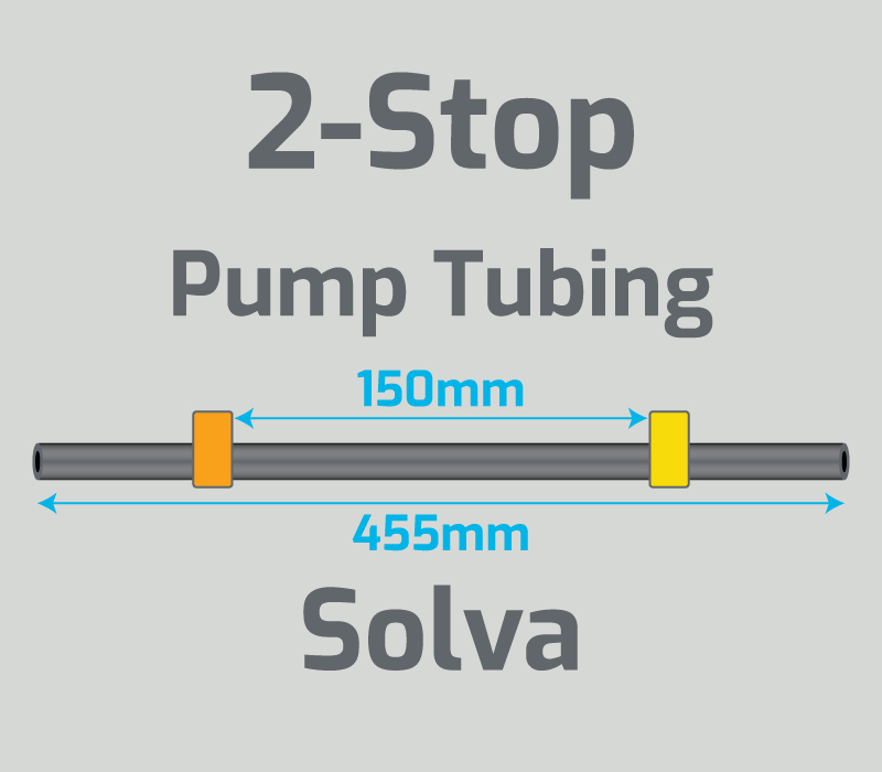 View 2-Stop Solva Orange/Yellow Pump Tubing  (ID:0.51mm, L: 455mm, Bridge:150mm)