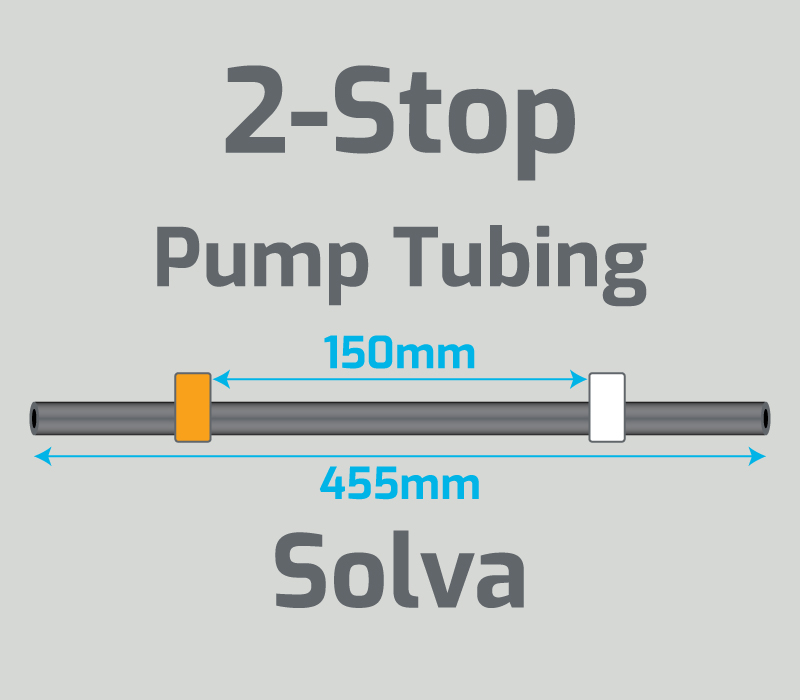 View 2-Stop Solva Orange/White Pump Tubing  (ID:0.64mm, L: 455mm, Bridge:150mm)