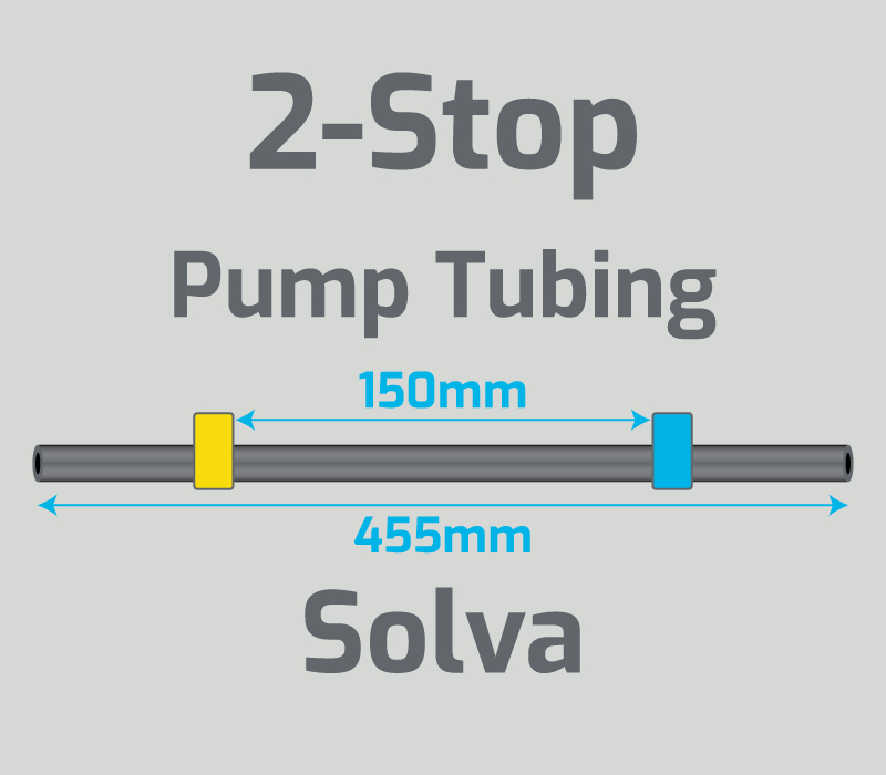 View 2-Stop Solva Yellow/Blue Pump Tubing  (ID:1.52mm, L: 455mm, Bridge:150mm)