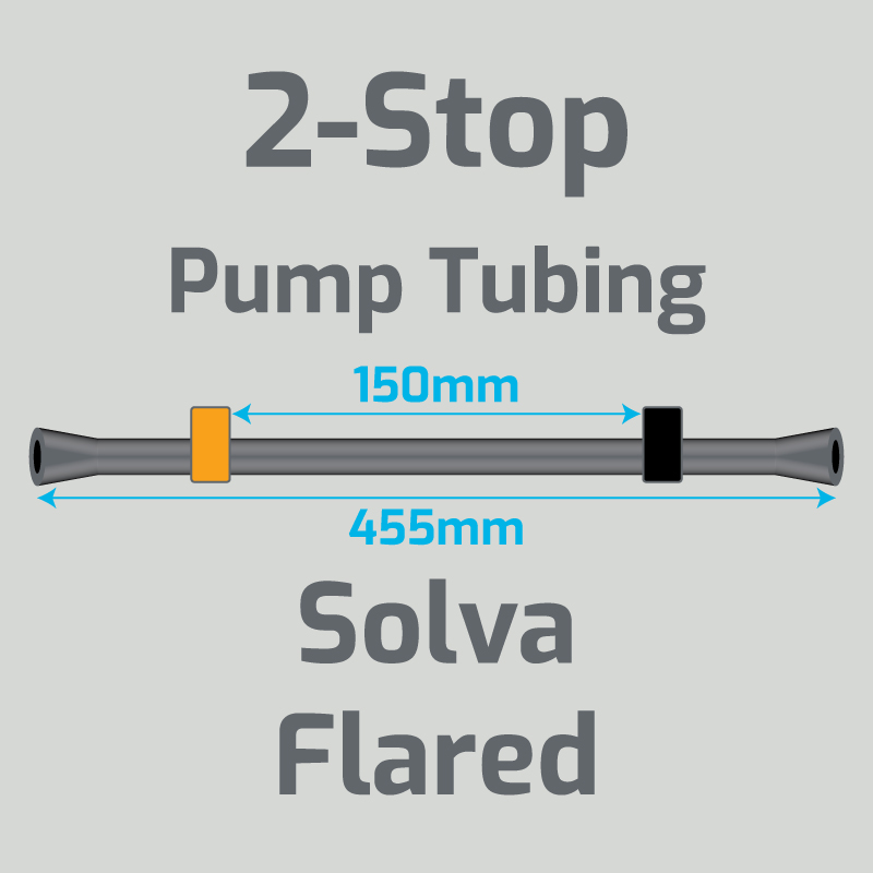 View 2-Stop Solva Flared Orange/Black Pump Tubing (ID:0.13mm, L: 455mm, Bridge:150mm)