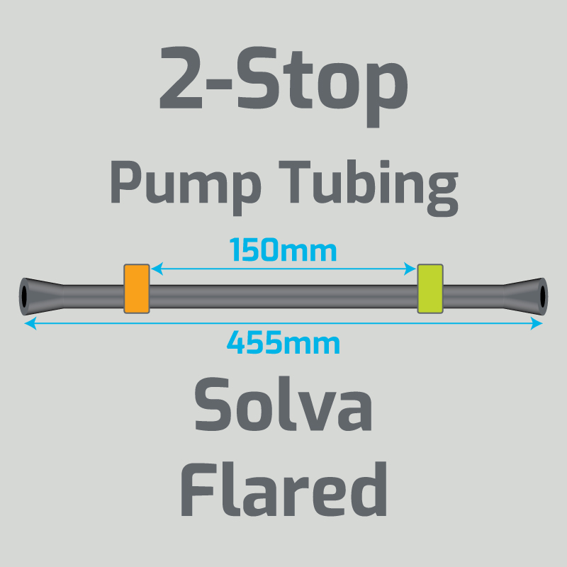View 2-Stop Solva Flared Orange/Green Pump Tubing (ID:0.38mm, L: 455mm, Bridge:150mm)