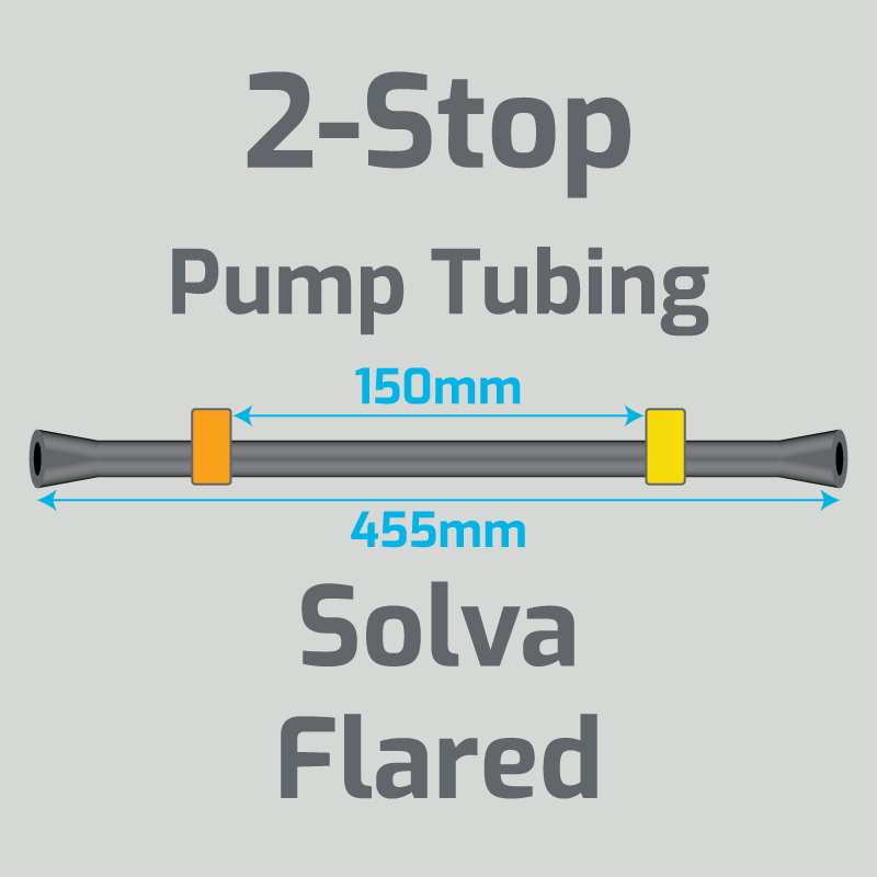 View 2-Stop Solva Flared Orange/Yellow Pump Tubing (ID:0.51mm, L: 455mm, Bridge:150mm)