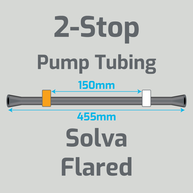 View 2-Stop Solva Flared Orange/White Pump Tubing (ID:0.64mm, L: 455mm, Bridge:150mm)