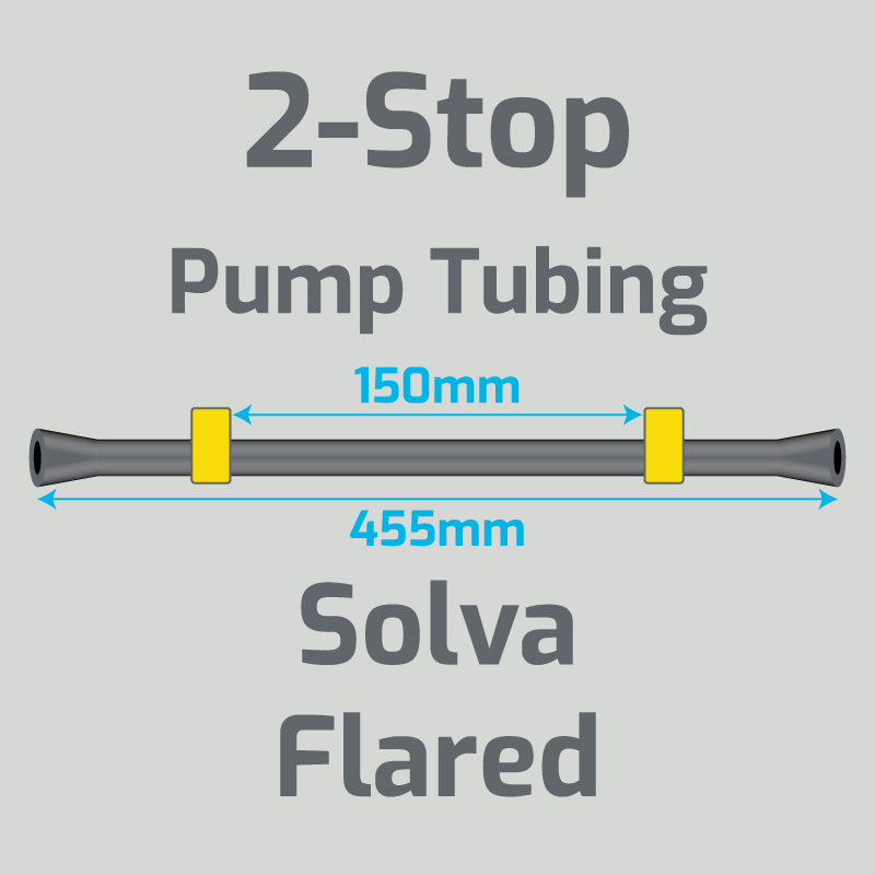 View 2-Stop Solva Flared Yellow/Yellow Pump Tubing (ID:1.42mm, L: 455mm, Bridge:150mm)