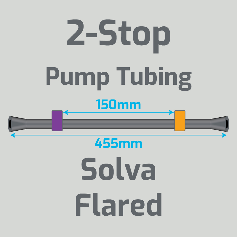 View 2-Stop Solva Flared Purple/Orange Pump Tubing (ID:2.54mm, L: 455mm, Bridge:150mm)