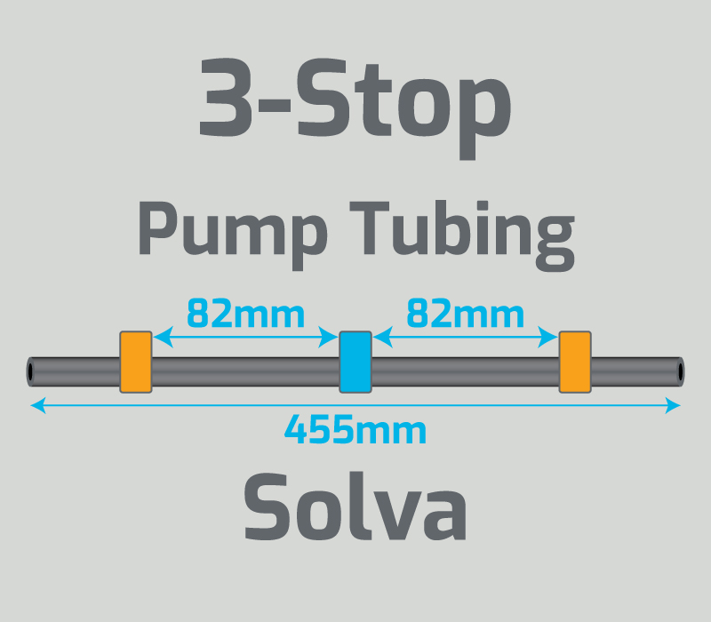 View 3-Stop Solva Orange/Blue/Orange Pump Tubing (ID:0.25mm, L455mm, Bridge: 82/82mm)