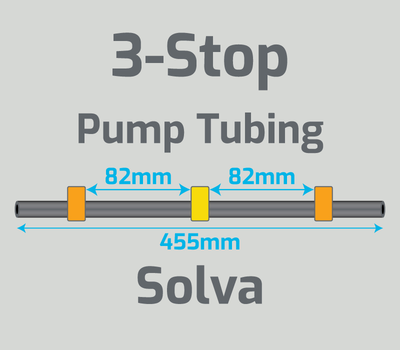 View 3-Stop Solva Orange/Yellow/Orange Pump Tubing (ID:0.51mm, L455mm, Bridge: 82/82mm)