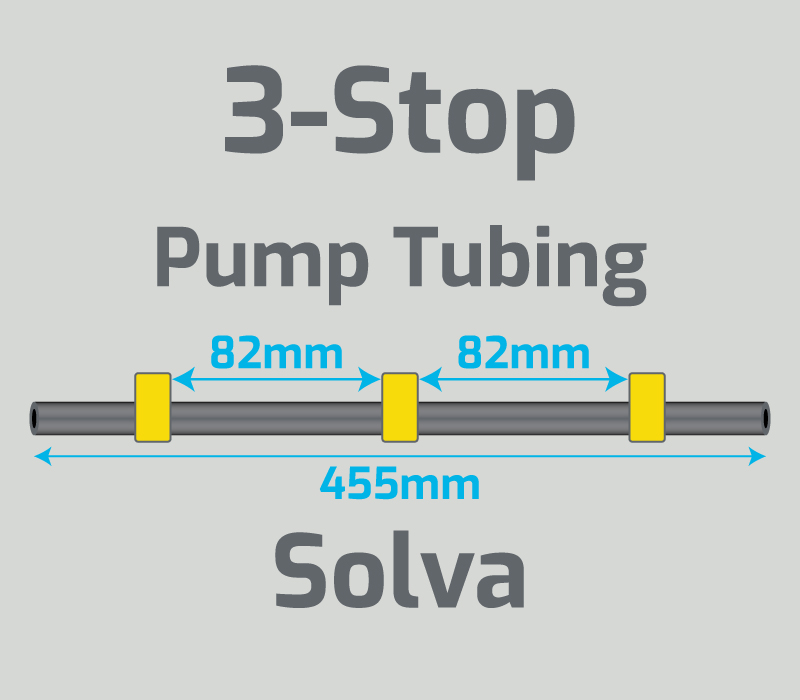 View 3-Stop Solva Yellow/Yellow/Yellow Pump Tubing (ID:1.42mm, L455mm, Bridge: 82/82mm)