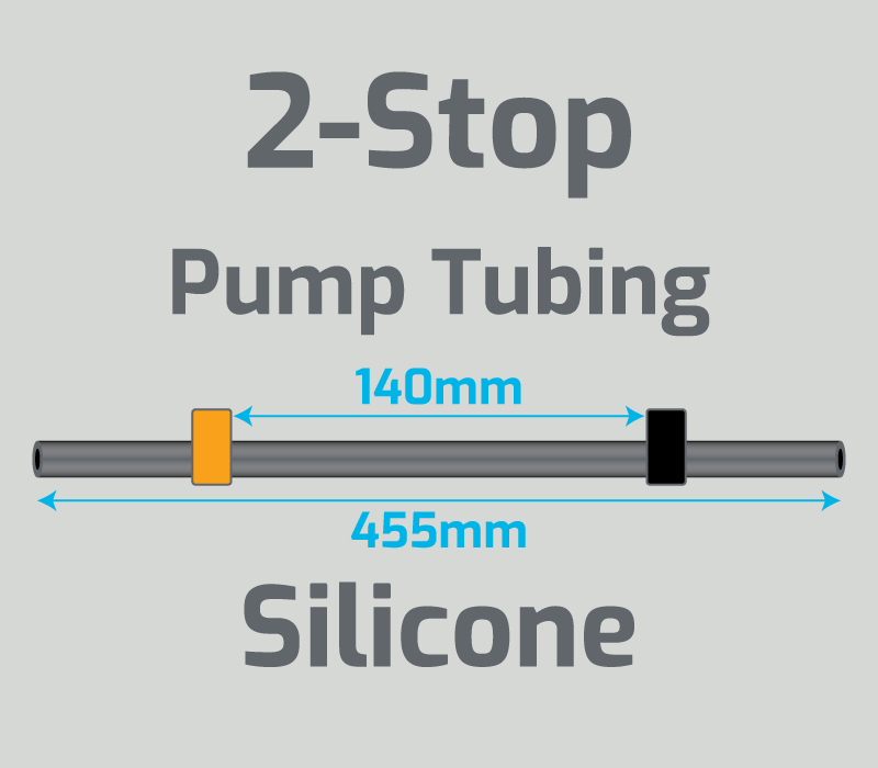 View 2-Stop Silicone Orange/Black Pump Tubing  (ID:0.13mm, L: 455mm, Bridge:140mm)