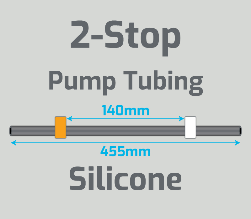 View 2-Stop Silicone Orange/White Pump Tubing  (ID:0.64mm, L: 455mm, Bridge:140mm)