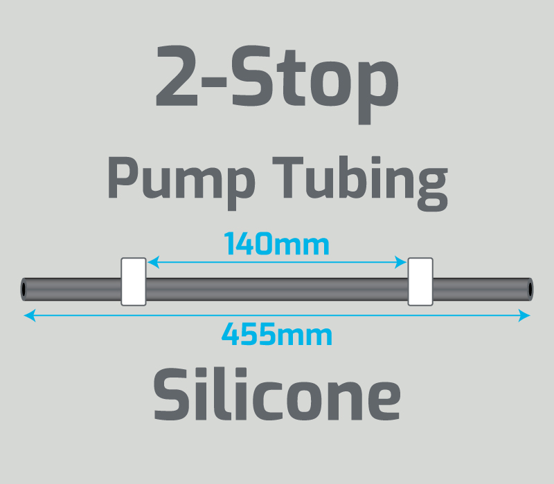 View 2-Stop Silicone White/White Pump Tubing  (ID:1.02mm, L: 455mm, Bridge:140mm)