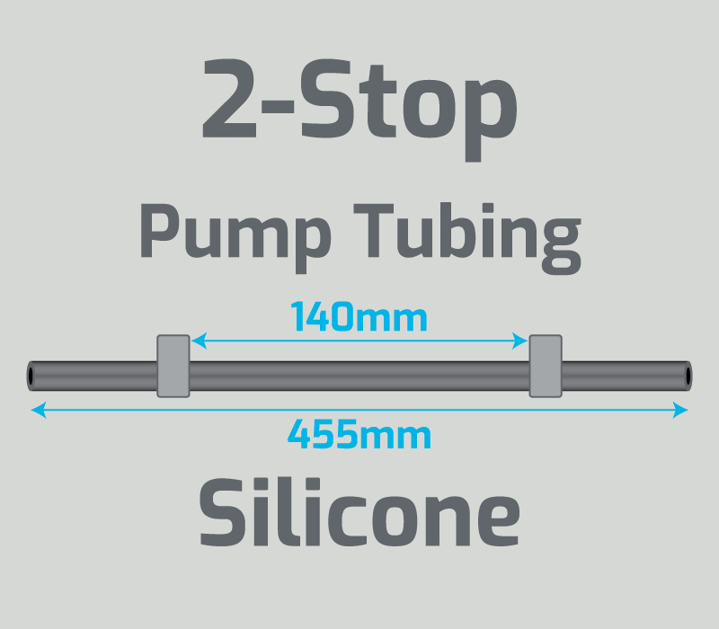 View 2-Stop Silicone Gray/Gray Pump Tubing  (ID:1.30mm, L: 455mm, Bridge:140mm)