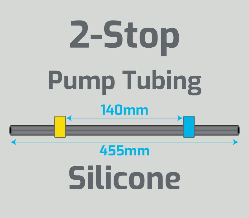 View 2-Stop Silicone Yellow/Blue Pump Tubing  (ID:1.52mm, L: 455mm, Bridge:140mm)