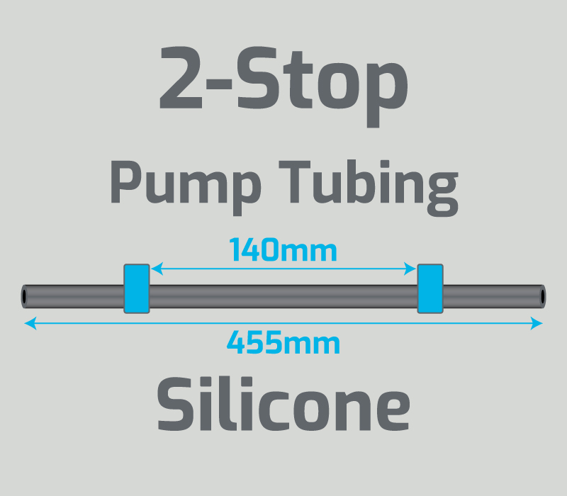 View 2-Stop Silicone Blue/Blue Pump Tubing  (ID:1.65mm, L: 455mm, Bridge:140mm)