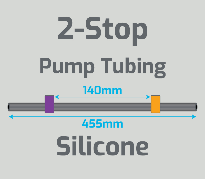 View 2-Stop Silicone Purple/Orange Pump Tubing  (ID:2.54mm, L: 455mm, Bridge:140mm)