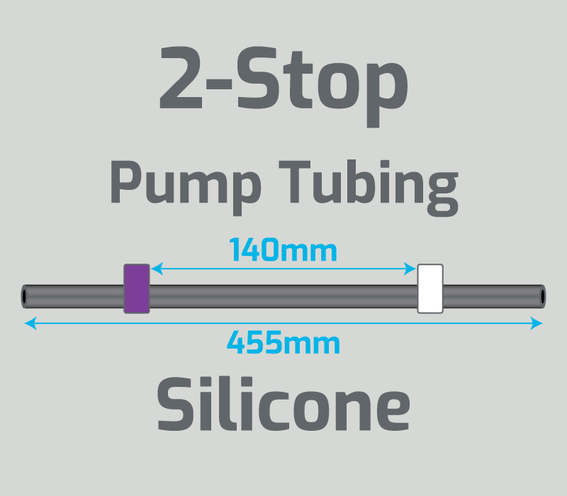View 2-Stop Silicone Purple/White Pump Tubing  (ID:2.79mm, L: 455mm, Bridge:140mm)