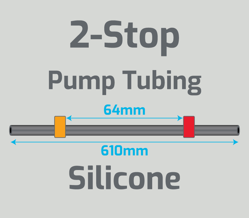 View 2-Stop Silicone Orange/Red Pump Tubing  (ID:0.19mm, L: 610mm, Bridge:64mm)