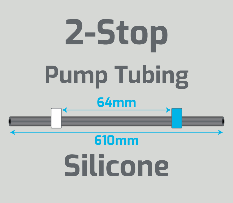 View 2-Stop Silicone White/Blue Pump Tubing  (ID:0.28mm, L: 610mm, Bridge:64mm)