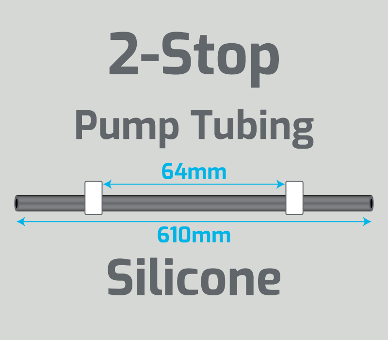 View 2-Stop Silicone White/White Pump Tubing  (ID:1.02mm, L: 610mm, Bridge:64mm)