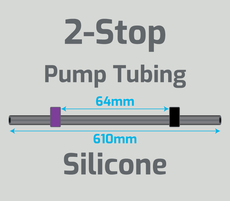 View 2-Stop Silicone Purple/Black Pump Tubing  (ID:2.29mm, L: 610mm, Bridge:64mm)