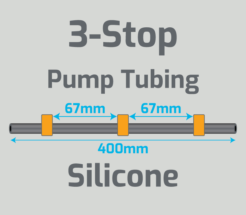 View 3-Stop Silicone Orange/Orange/Orange Pump Tubing  (ID:0.89mm, L: 400mm, Bridge:67/67mm)