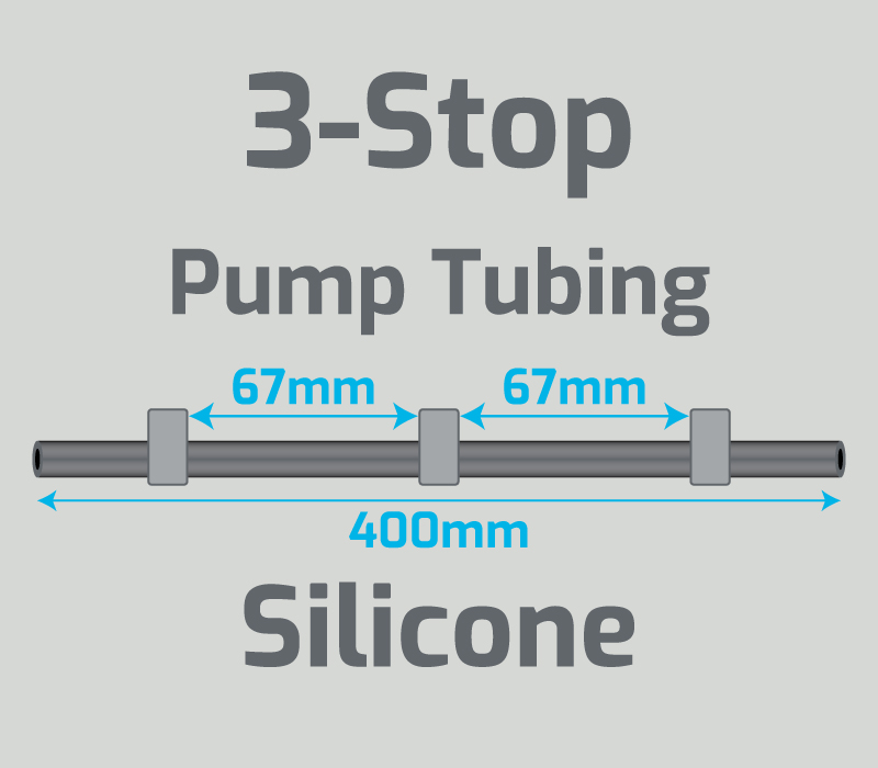 View 3-Stop Silicone Gray/Gray/Gray Pump Tubing  (ID:1.30mm, L: 400mm, Bridge:67/67mm)