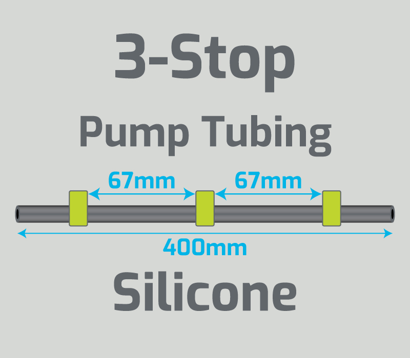 View 3-Stop Silicone Green/Green/Green Pump Tubing  (ID:1.85mm, L: 400mm, Bridge:67/67mm)