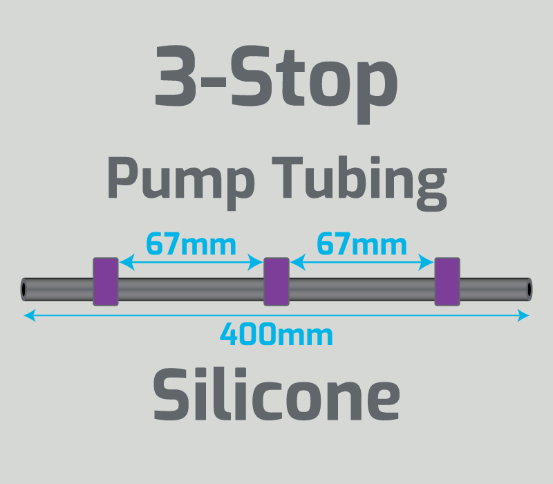View 3-Stop Silicone Purple/Purple/Purple Pump Tubing  (ID:2.06mm, L: 400mm, Bridge:67/67mm)