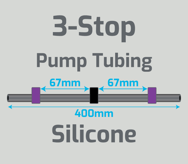 View 3-Stop Silicone Purple/Black/Purple Pump Tubing  (ID:2.29mm, L: 400mm, Bridge:67/67mm)