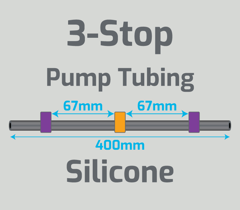 View 3-Stop Silicone Purple/Orange/Purple Pump Tubing  (ID:2.54mm, L: 400mm, Bridge:67/67mm)