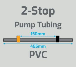 View 2-Stop PVC Orange/Black Pump Tubing (ID:0.13mm, L: 455mm, Bridge:150mm)